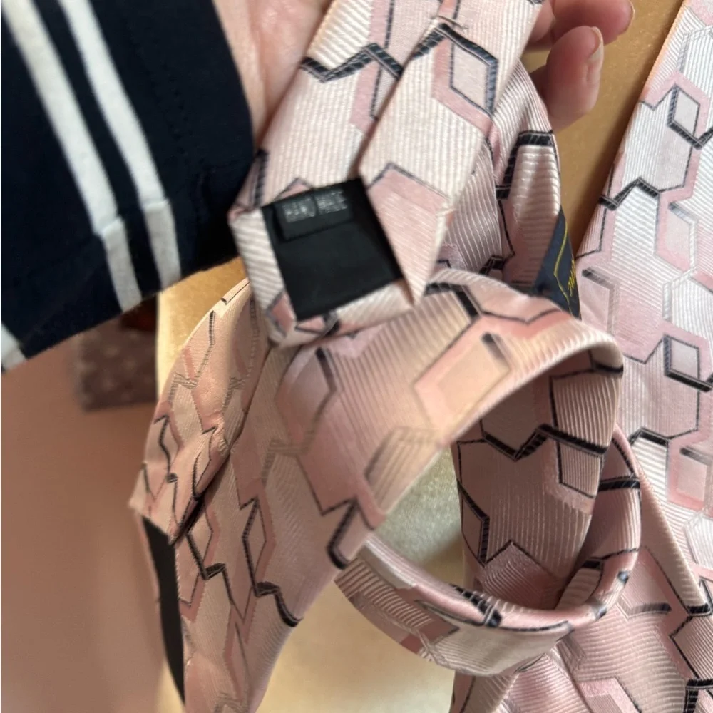 Pink Geometric Silk Tie -